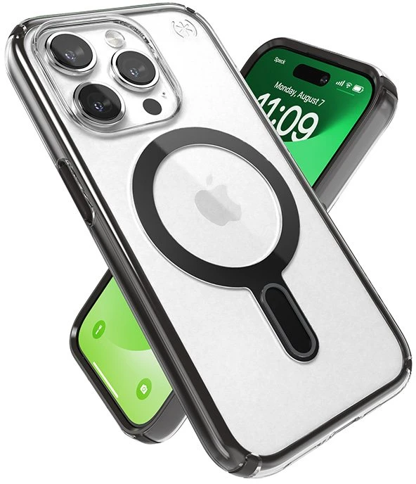 Speck Presidio Perfect-Clear ClickLock & Magsafe - dėklas skirtas Apple iPhone 15 Pro Clear / Frosted Juodas / Slate Pilkas