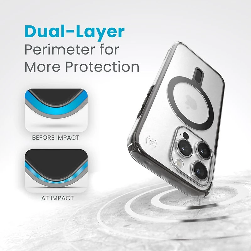 Speck Presidio Perfect-Clear ClickLock & Magsafe - dėklas skirtas Apple iPhone 15 Pro Clear / Frosted Juodas / Slate Pilkas