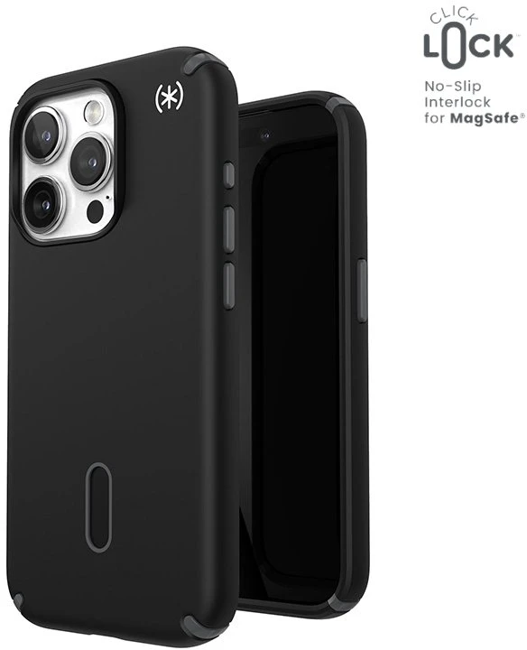 Speck Presidio2 Pro ClickLock & MagSafe - dėklas skirtas Apple iPhone 15 Pro Juodas/Slate Pilkas/Baltas