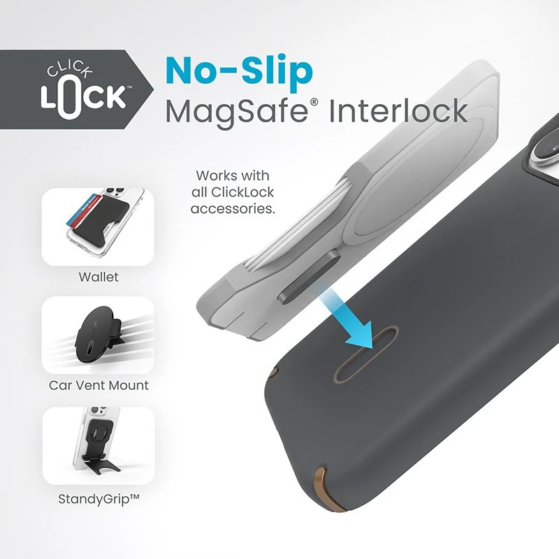 Dėklas Speck Presidio2 Pro ClickLock & MagSafe do iPhone 15 Pro pilka
