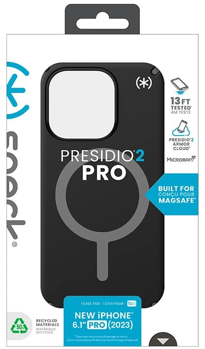 Speck Presidio2 Pro Magsafe - dėklas skirtas Apple iPhone 15 Pro Juodas / Slate Pilkas / Baltas