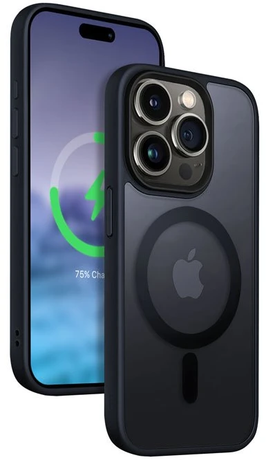 Crong Hybrid Frost MAG Cover - dėklas skirtas Apple iPhone 15 Pro MagSafe Navy Mėlyna