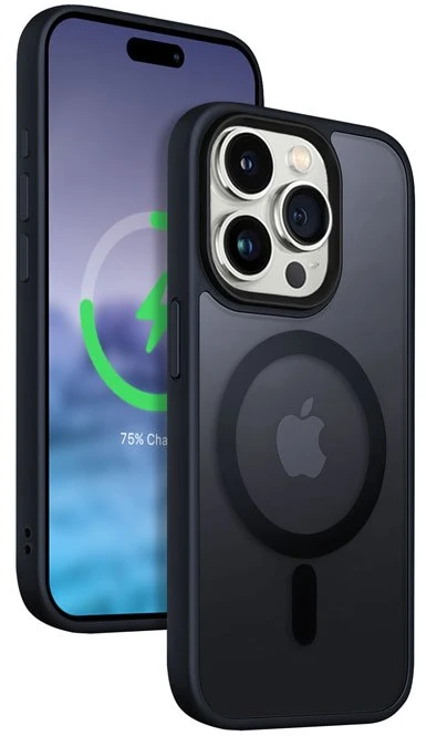 Crong Hybrid Frost MAG Cover - dėklas skirtas Apple iPhone 15 Pro MagSafe Navy Mėlyna