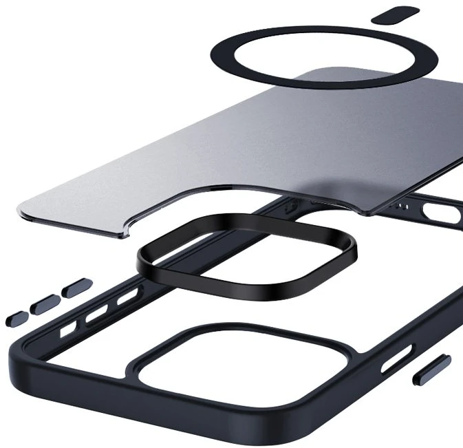 Crong Hybrid Frost MAG Cover - dėklas skirtas Apple iPhone 15 Pro MagSafe Navy Mėlyna