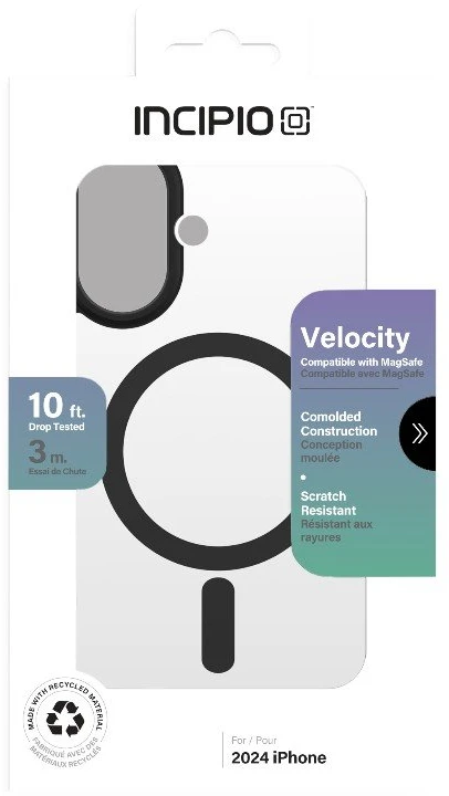 Incipio Velocity MagSafe - dėklas Apple iPhone 16 Clear / Juodas