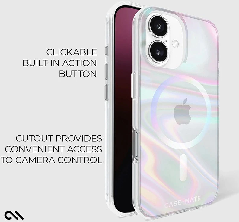 Case-Mate Soap Bubble MagSafe - dėklas skirtas Apple iPhone 16 Iridescent