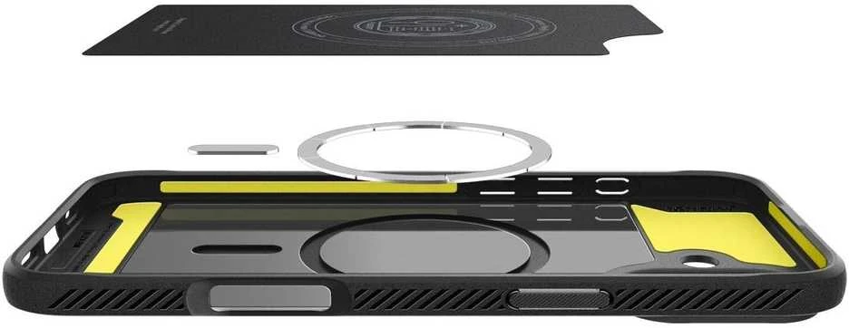 Spigen dėklas RUGGED ARMOR MAG compatible su MagSafe skirtas Apple iPhone 16 matte juodos spalvos