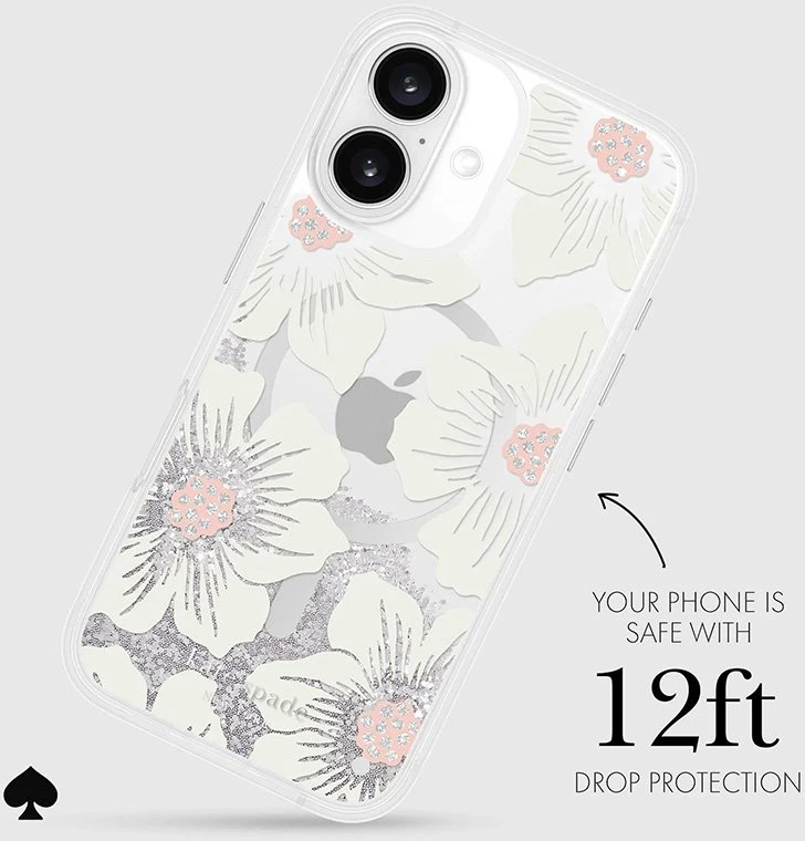 Kate Spade New York Liquid Glitter MagSafe - dėklas skirtas Apple iPhone 16 Hollyhock Floral
