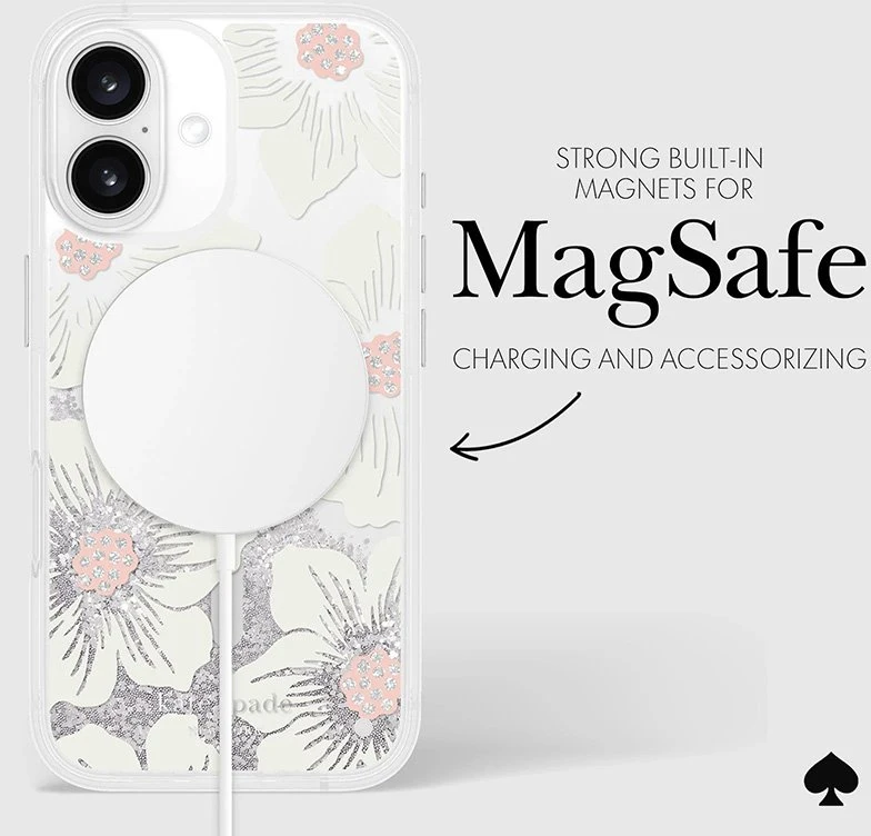 Kate Spade New York Liquid Glitter MagSafe - dėklas skirtas Apple iPhone 16 Hollyhock Floral