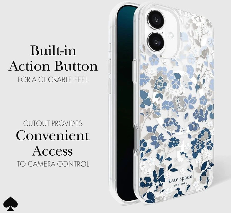 Kate Spade New York Protective Gems MagSafe - dėklas skirtas Apple iPhone 16 Plus Flowerbed Mėlyna