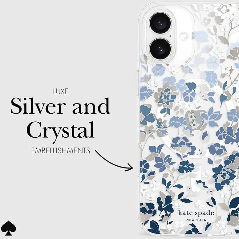 Kate Spade New York Protective Gems MagSafe - dėklas skirtas Apple iPhone 16 Plus Flowerbed Mėlyna