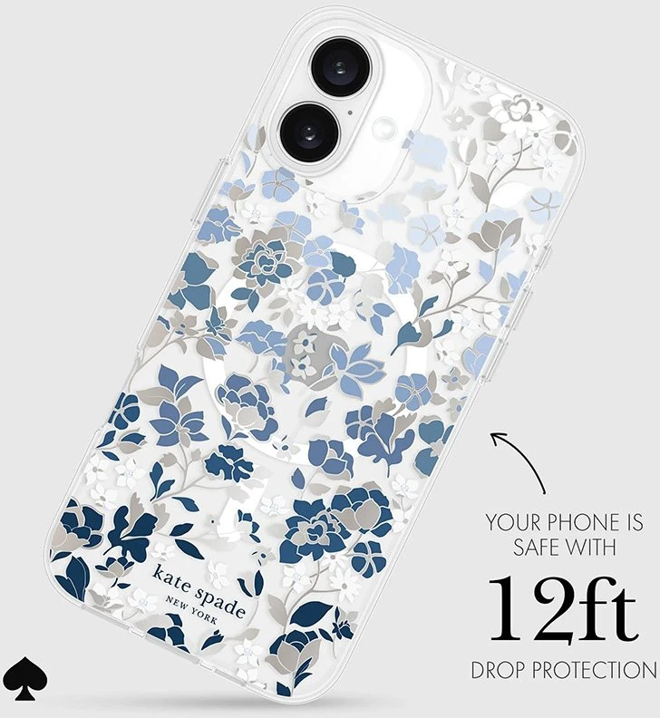 Kate Spade New York Protective Gems MagSafe - dėklas skirtas Apple iPhone 16 Plus Flowerbed Mėlyna