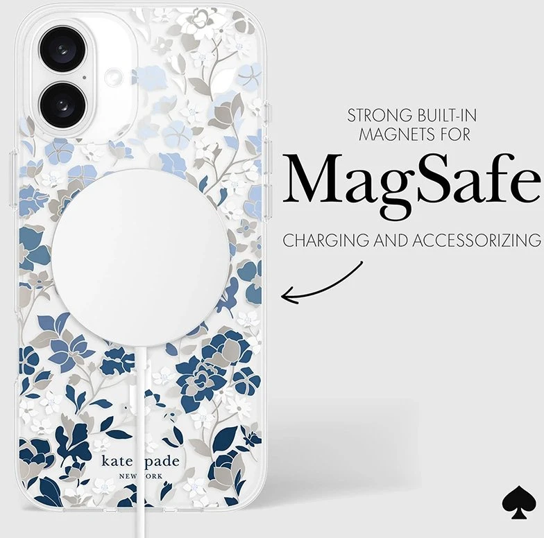 Kate Spade New York Protective Gems MagSafe - dėklas skirtas Apple iPhone 16 Plus Flowerbed Mėlyna