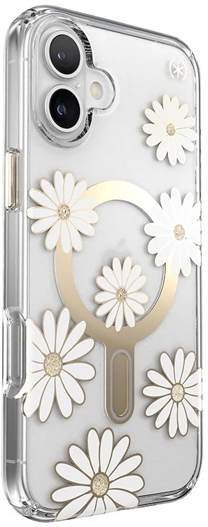 Speck Presidio Lux ClickLock & MagSafe - dėklas skirtas Apple iPhone 16 Plus Sunshine Daisies / Clear / Gold