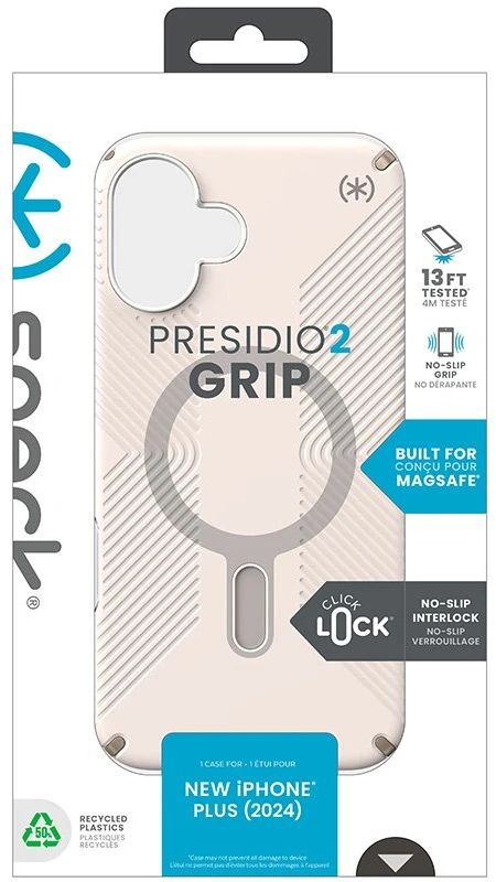Dėklas Speck Presidio2 Grip ClickLock & MagSafe do iPhone 16 Plus smėlio spalva