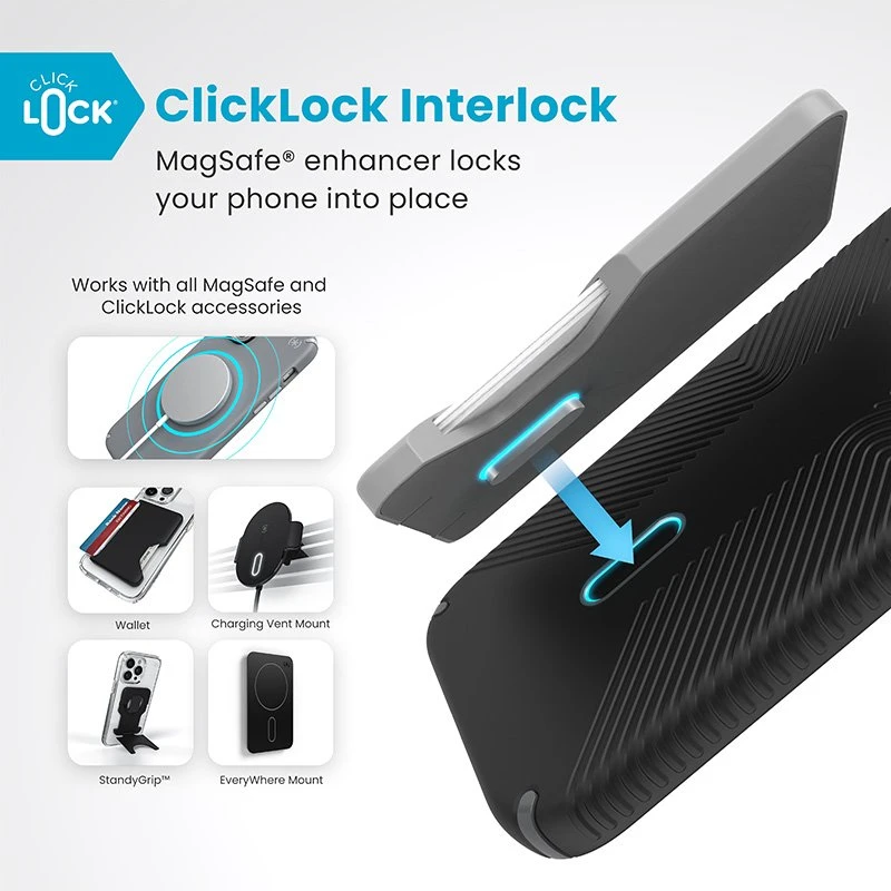 Dėklas Speck Presidio2 Grip ClickLock & MagSafe do iPhone 16 Plus juoda