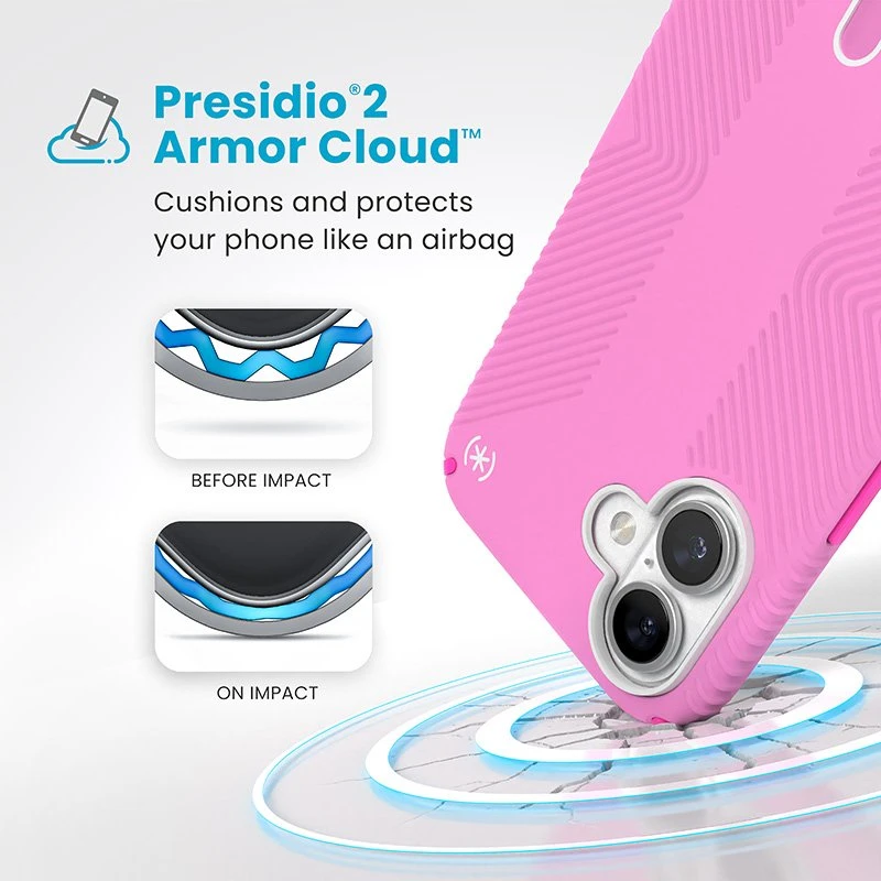 Dėklas Speck Presidio2 Grip ClickLock & MagSafe do iPhone 16 Plus rožinė