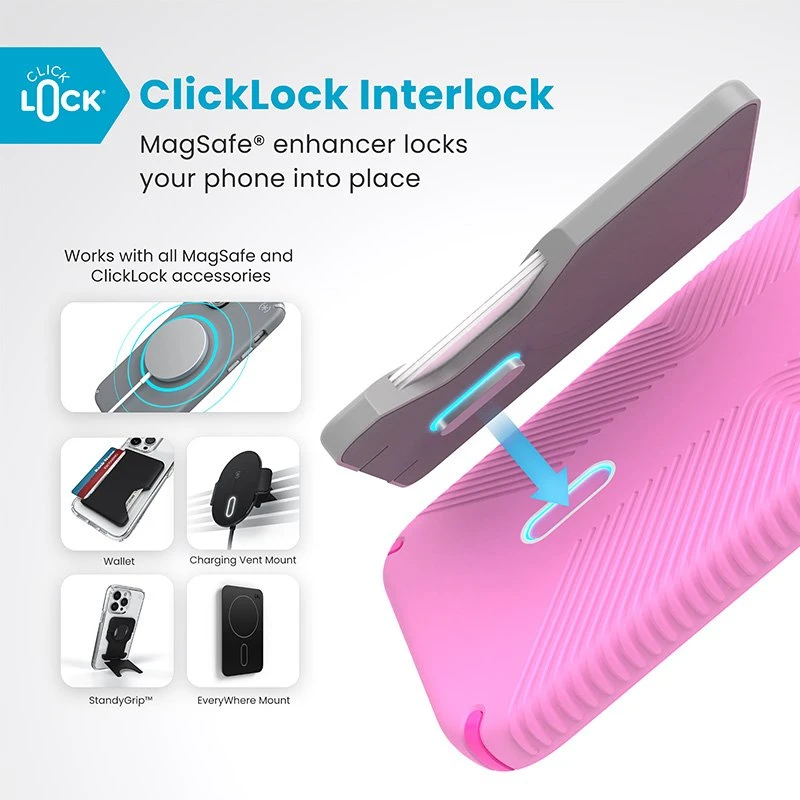 Dėklas Speck Presidio2 Grip ClickLock & MagSafe do iPhone 16 Plus rožinė