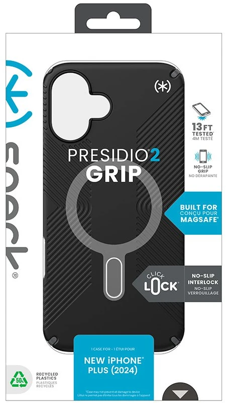 Dėklas Speck Presidio2 Grip ClickLock & MagSafe do iPhone 16 Plus juoda