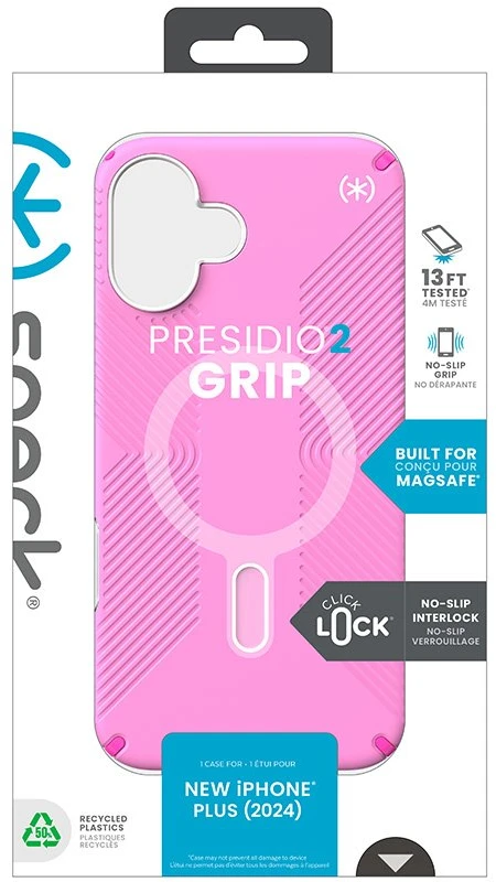 Dėklas Speck Presidio2 Grip ClickLock & MagSafe do iPhone 16 Plus rožinė