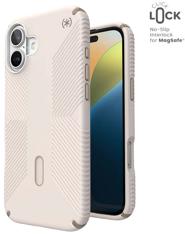 Dėklas Speck Presidio2 Grip ClickLock & MagSafe do iPhone 16 Plus smėlio spalva