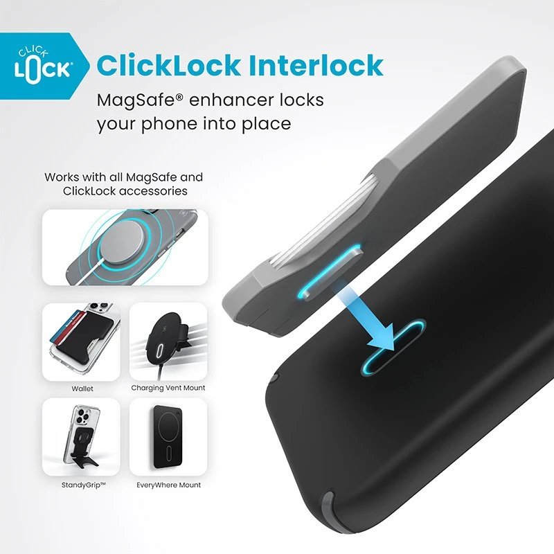 Speck Presidio2 Pro ClickLock & MagSafe - dėklas skirtas Apple iPhone 16 Plus Juodas / Slate Pilkas / Baltas