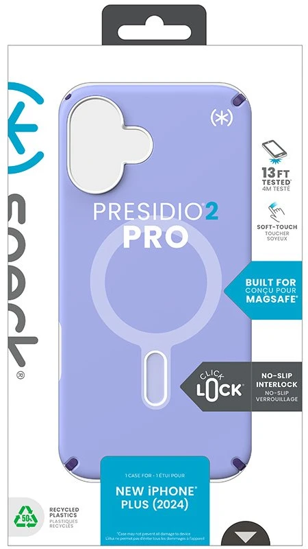 Dėklas Speck Presidio2 Pro ClickLock & MagSafe do iPhone 16 Plus mėlyna