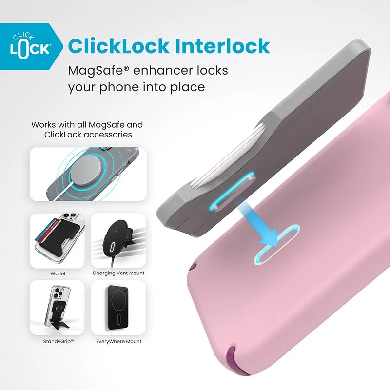 Dėklas Speck Presidio2 Pro ClickLock & MagSafe do iPhone 16 Plus rožinė