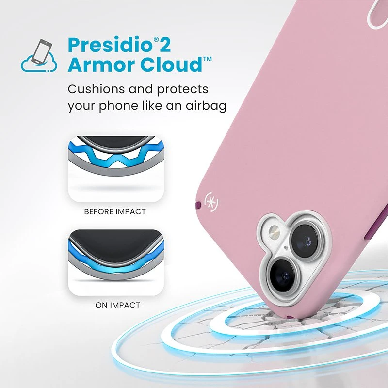 Dėklas Speck Presidio2 Pro ClickLock & MagSafe do iPhone 16 Plus rožinė