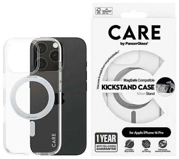 Panzer Glass CARE by PanzerGlass Feature Kickstand Apple iPhone 16 Pro 6.3" sidabrinis/sidabrinis MagSafe 1326