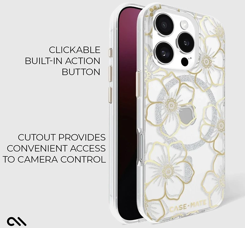 Case-Mate Floral Gems MagSafe - dėklas skirtas Apple iPhone 16 Pro Gold