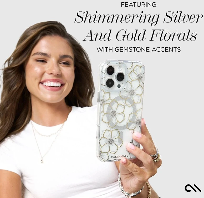 Case-Mate Floral Gems MagSafe - dėklas skirtas Apple iPhone 16 Pro Gold
