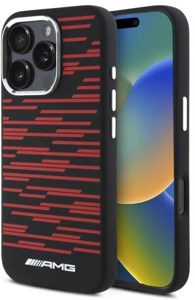 Mercedes AMG AMHMP16L24SSRRK Apple iPhone 16 Pro 6.3″ juodos spalvos kietas dėklas Silicone Graphics MagSafe