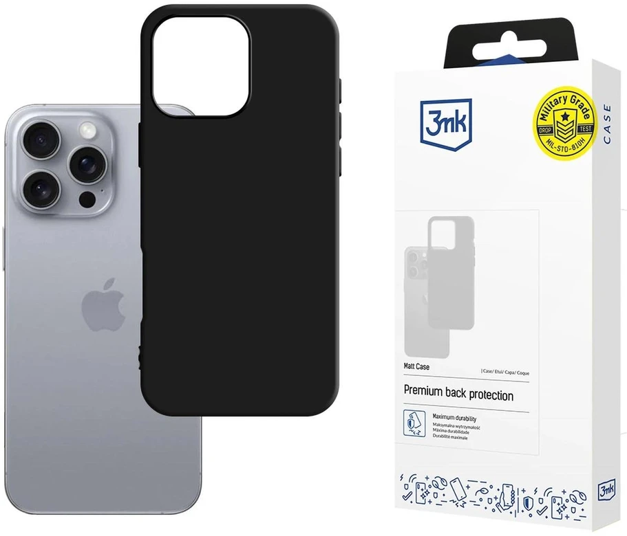 3MK Matt Dėklas Apple iPhone 16 Pro 6.3″ juodos spalvos