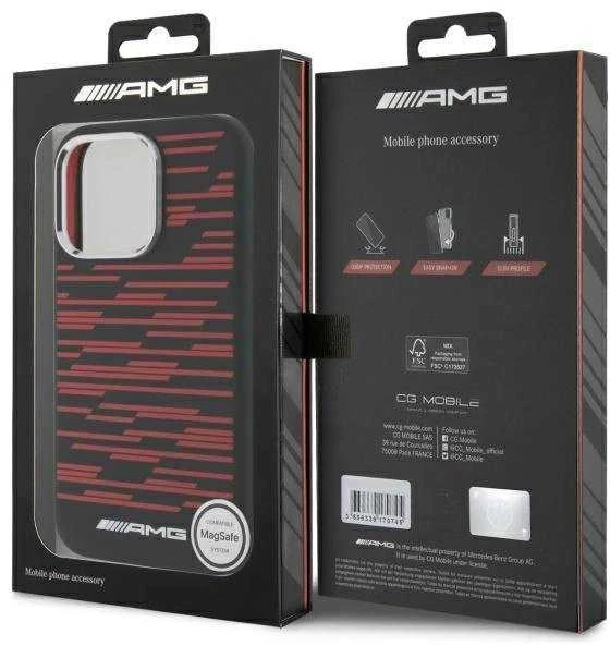 Mercedes AMG AMHMP16L24SSRRK Apple iPhone 16 Pro 6.3″ juodos spalvos kietas dėklas Silicone Graphics MagSafe