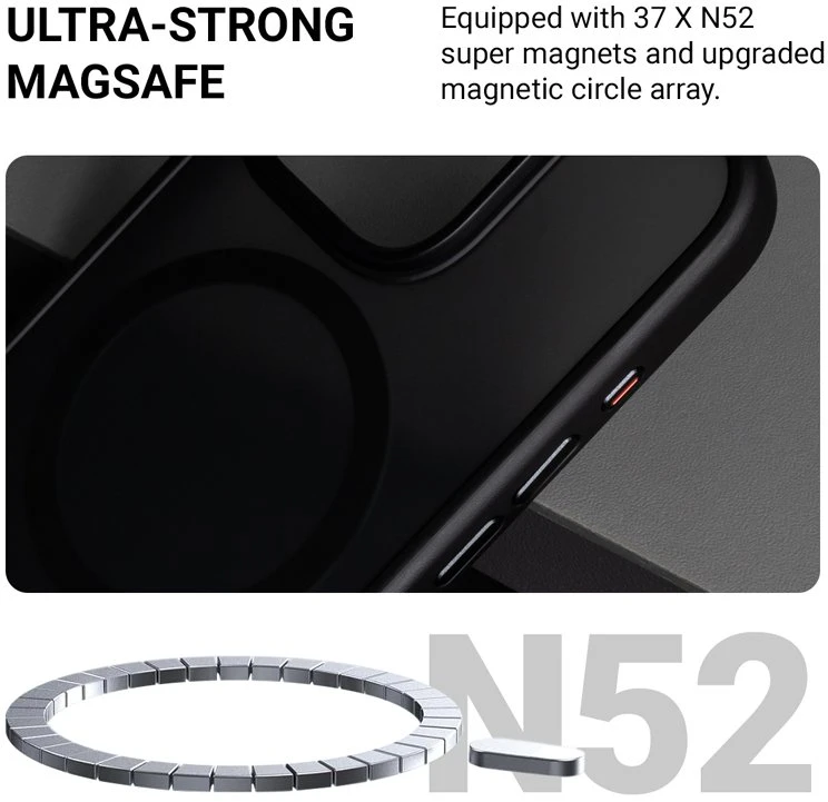 Dėklas Crong Hybrid Frost MAG dangtelis iPhone 16 Pro Max juoda