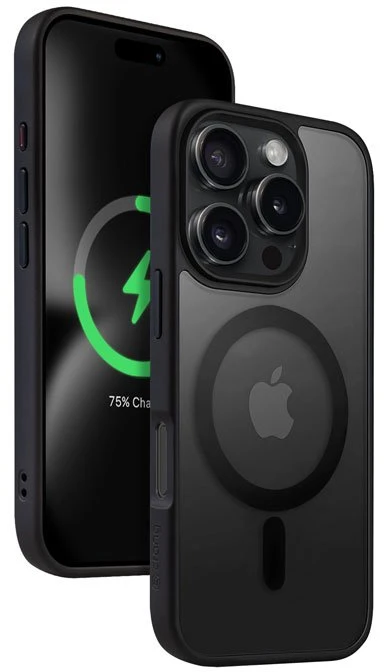 Dėklas Crong Hybrid Frost MAG dangtelis iPhone 16 Pro Max juoda
