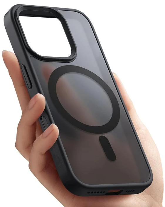 Dėklas Crong Hybrid Frost MAG dangtelis iPhone 16 Pro Max juoda