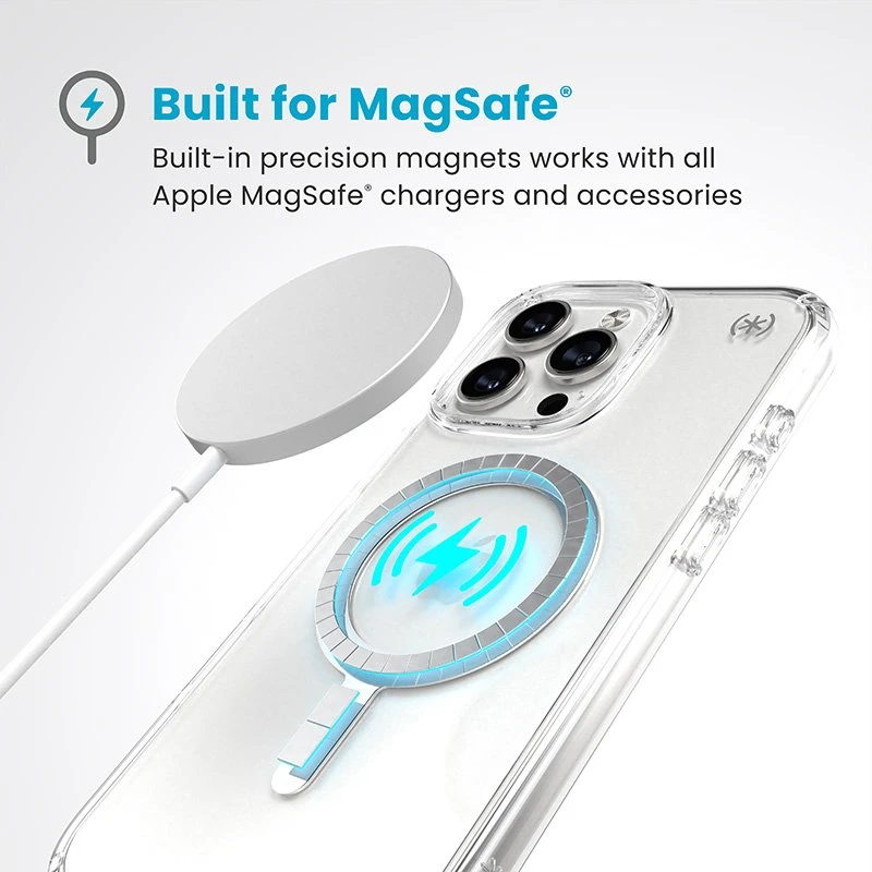 Speck Presidio Perfect-Clear MagSafe - dėklas skirtas Apple iPhone 16 Pro Max Clear / Chrome Finish / Serene Sidabrinis