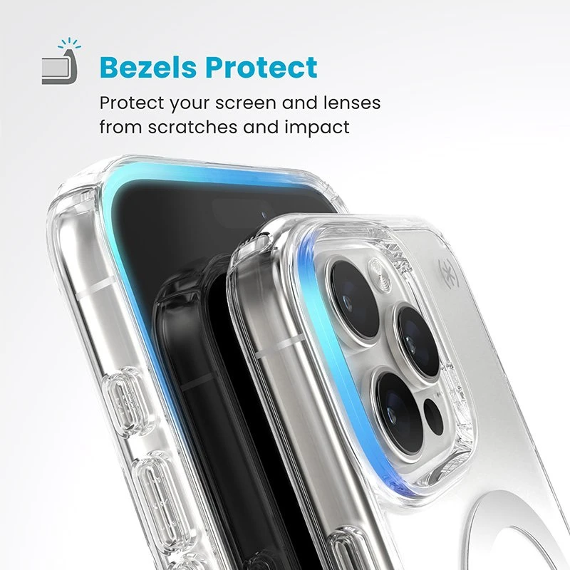 Speck Presidio Perfect-Clear MagSafe - dėklas skirtas Apple iPhone 16 Pro Max Clear / Chrome Finish / Serene Sidabrinis