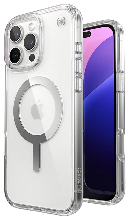 Speck Presidio Perfect-Clear MagSafe - dėklas skirtas Apple iPhone 16 Pro Max Clear / Chrome Finish / Serene Sidabrinis