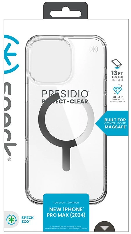 Speck Presidio Perfect-Clear MagSafe - dėklas skirtas Apple iPhone 16 Pro Max Clear / Chrome Finish / Serene Sidabrinis