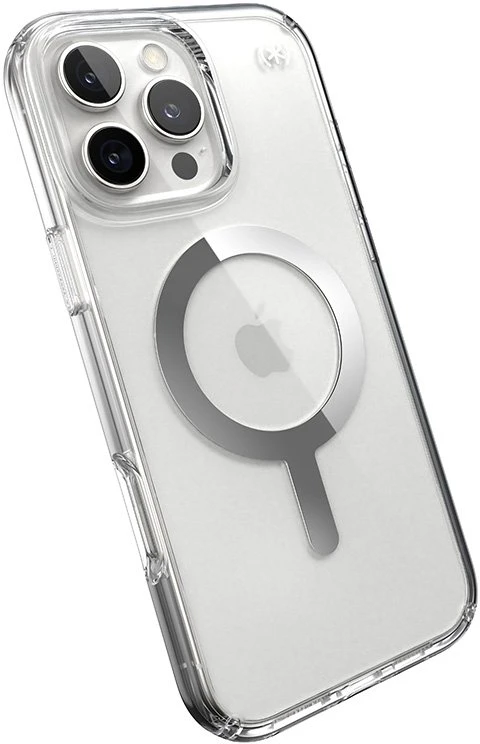 Speck Presidio Perfect-Clear MagSafe - dėklas skirtas Apple iPhone 16 Pro Max Clear / Chrome Finish / Serene Sidabrinis