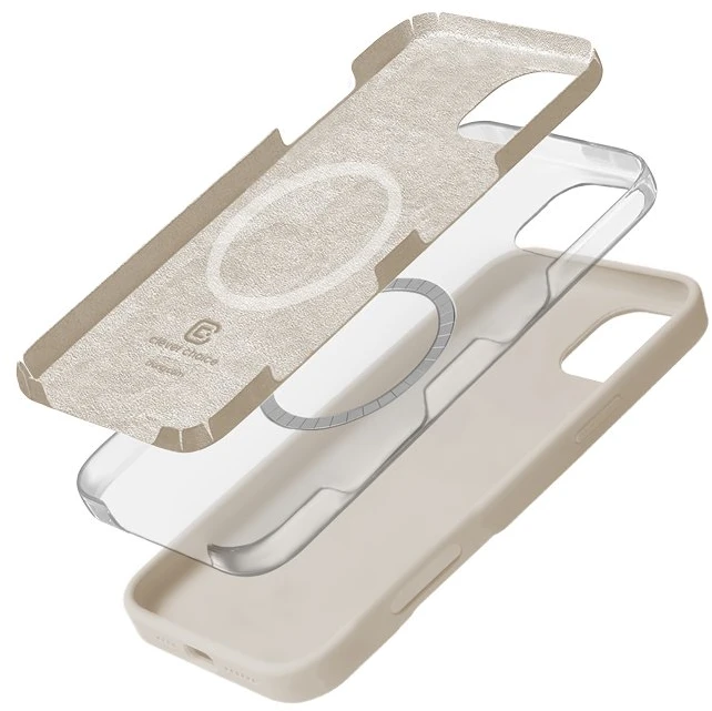 Dėklas Crong spalvos magnetinis dangtelis, skirtas iPhone 16 Pro Max akmens smėlio spalvos