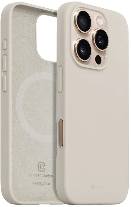 Dėklas Crong spalvos magnetinis dangtelis, skirtas iPhone 16 Pro Max akmens smėlio spalvos