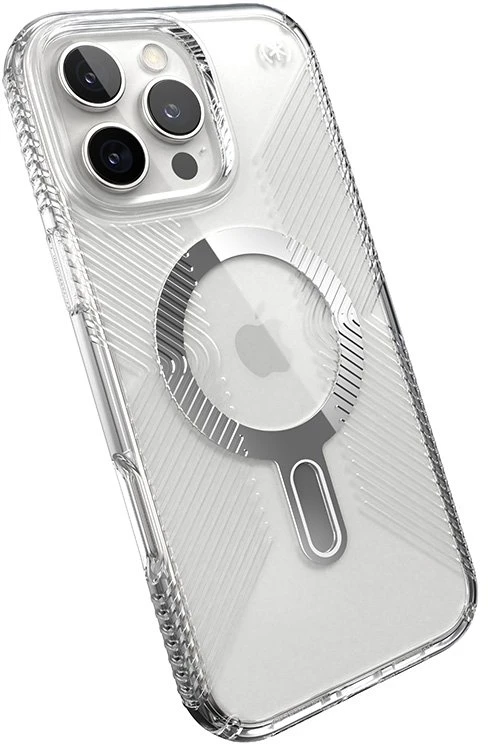 Speck Presidio Perfect-Clear Grip ClickLock & MagSafe - dėklas skirtas Apple iPhone 16 Pro Max Clear / Chrome Finish / Serene Sidabrinis