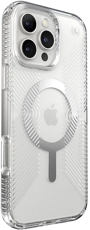 Speck Presidio Perfect-Clear Grip MagSafe - dėklas skirtas Apple iPhone 16 Pro Max Clear / Chrome Finish / Serene Sidabrinis