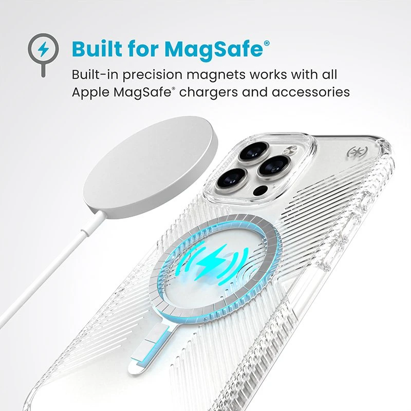 Speck Presidio Perfect-Clear Grip MagSafe - dėklas skirtas Apple iPhone 16 Pro Max Clear / Chrome Finish / Serene Sidabrinis