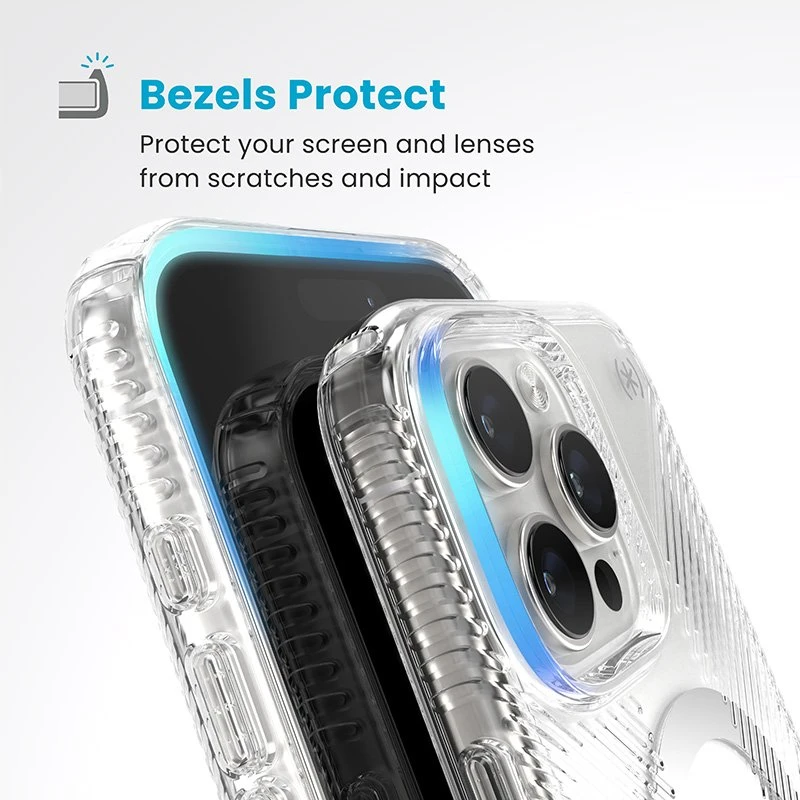 Speck Presidio Perfect-Clear Grip MagSafe - dėklas skirtas Apple iPhone 16 Pro Max Clear / Chrome Finish / Serene Sidabrinis
