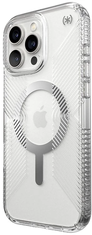 Speck Presidio Perfect-Clear Grip MagSafe - dėklas skirtas Apple iPhone 16 Pro Max Clear / Chrome Finish / Serene Sidabrinis